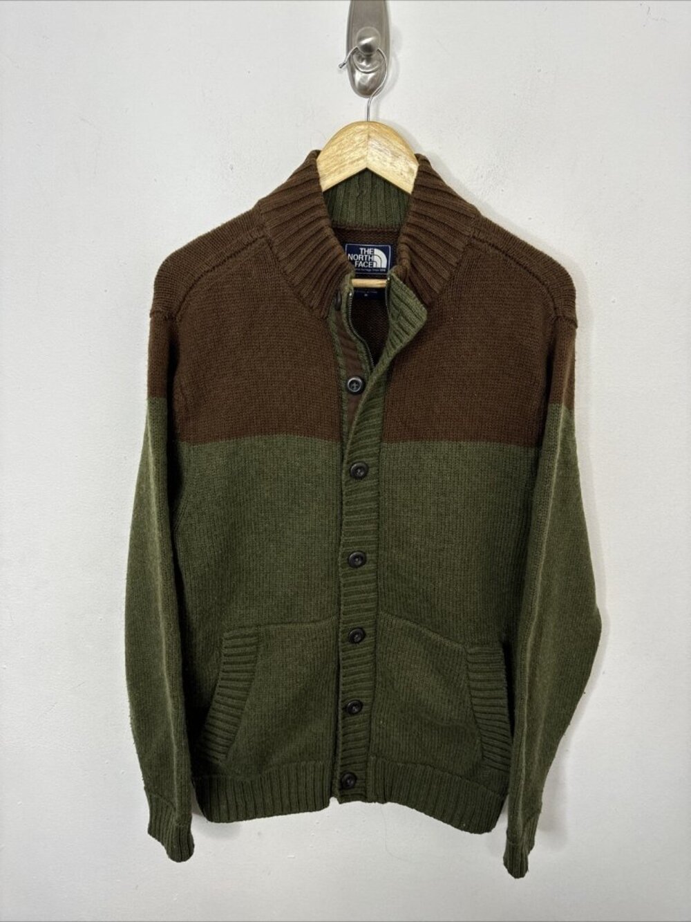 TNF North Face Green Men M Knit Sweater Jacket Zip